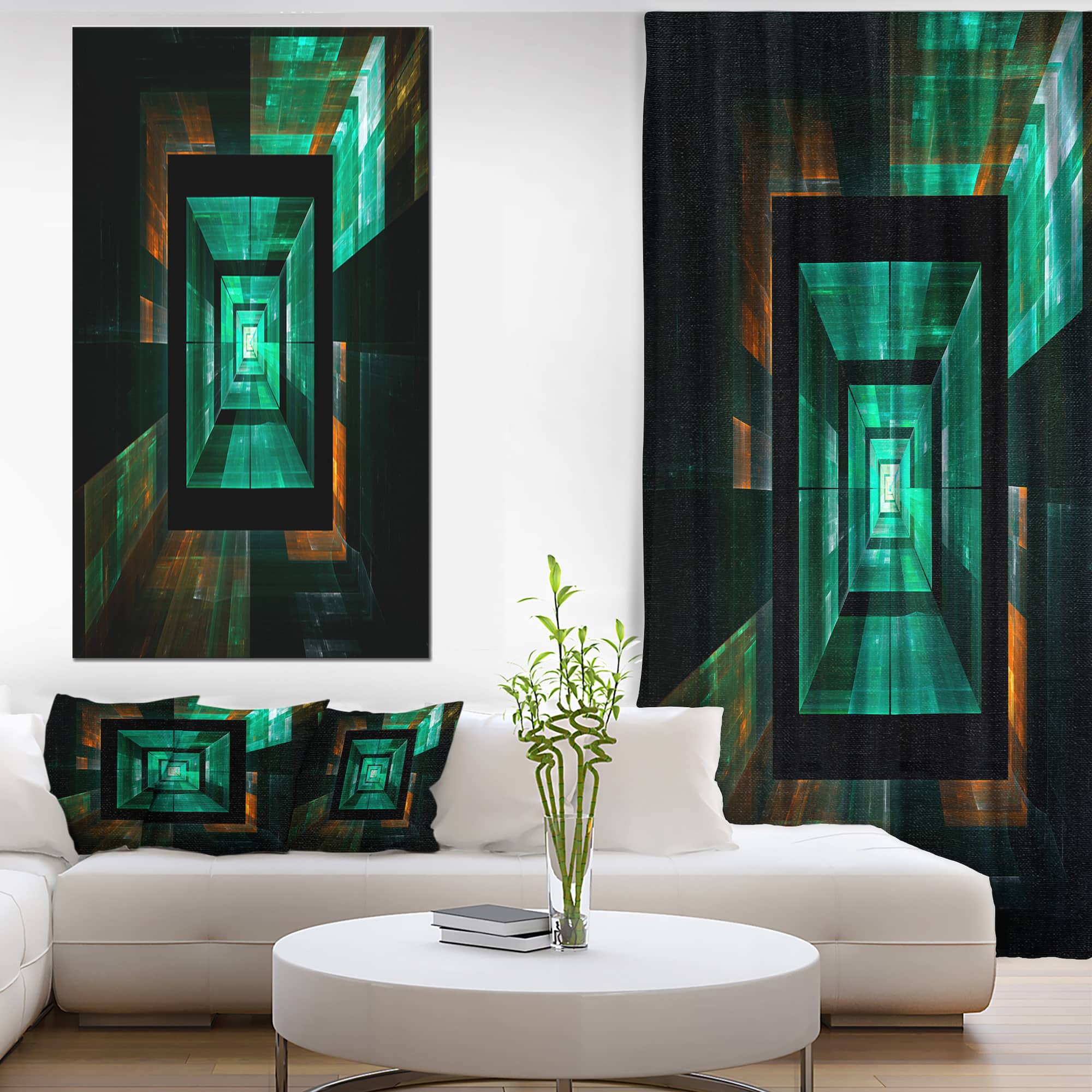 Designart Deep Green Infinite Cube Abstract Canvas Art Print